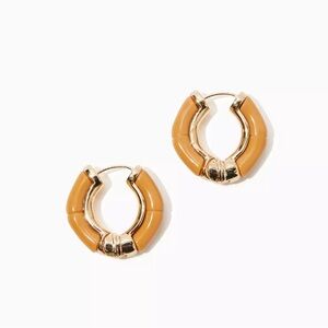 Lilly Pulitzer Rattan OYSTER BAY HOOP EARRINGS Bamboo Resin Gold Metallic NWT